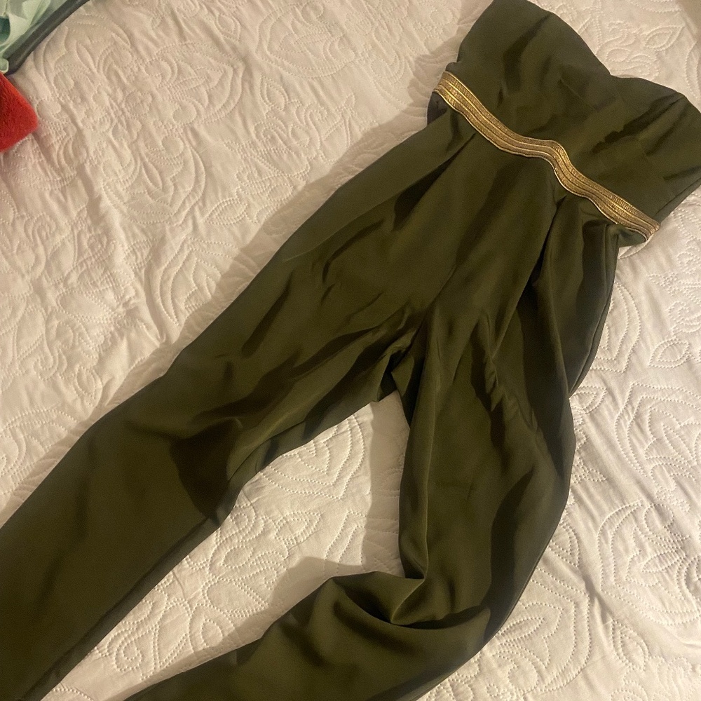 Olive Green Strapless Romper
